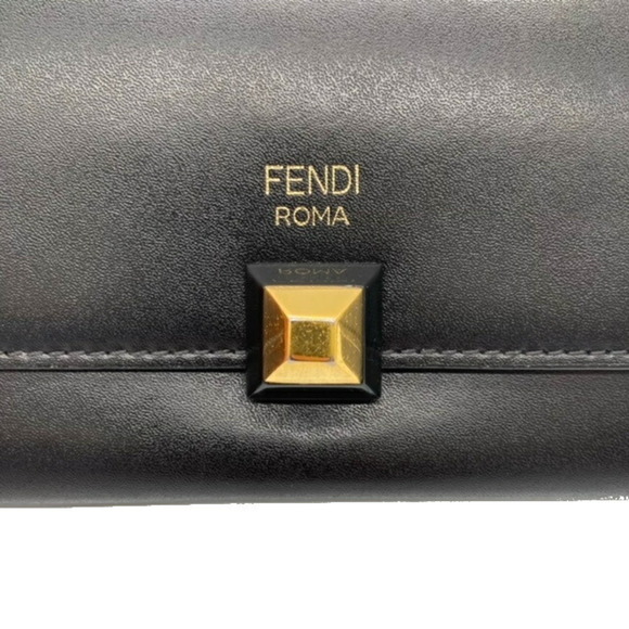 FENDI Fendi long wallet black gold metal fittings 8M0251 studs hook logo cont... - Picture 5 of 8